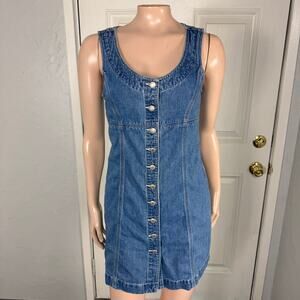 Vintage Y2K Gap Women's Dress 1 Mini Denim Button Cotton 90s Shift HH7